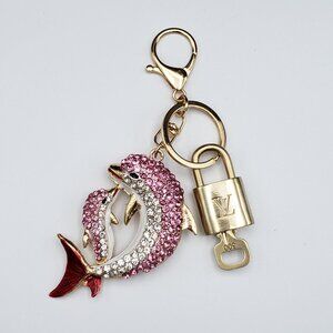 Authentic Louis Vuitton Lock & Key with Unbranded Fish Charm, Keychain